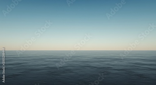 Vast abstract minimalist scene showing an endless horizon line separating a uniform sky and a textured foreground plane extending toward the distance, horizon, distance, separation