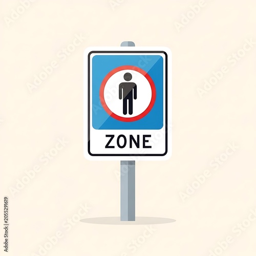 No Parking Zone Sign with Person Icon.