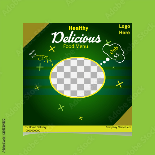 Food menu and restaurant social media banner template