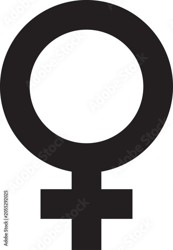 Black and white icons of the female symbol, representing women, femininity, gender, and related concepts.
