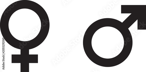 Simple depiction of the female and male gender symbols in black