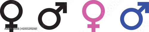 A stark depiction of traditional gender symbols a circle with a cross and an arrow presented in a bold silhouette