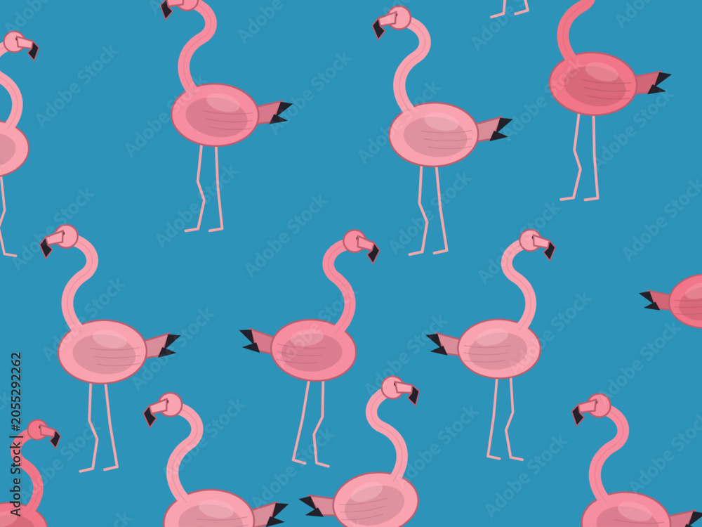 Fototapeta premium Tropical Flamingo Paradise Colorful Seamless Background