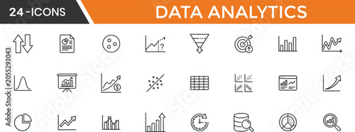 Data Analytics Charts and Graphs Outline Icons