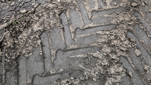 Deep tread marks from heavy equipment
