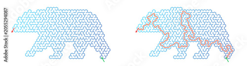 Polar bear outline maze activity printable design for children  