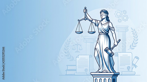 Lady Justice Statue with Judge Gavel Legal Action Concept