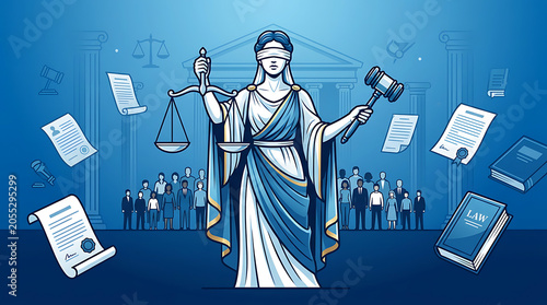 Law and Justice Illustration for Class Action Legal Claims