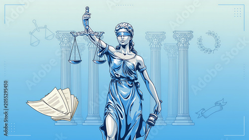Class Action Litigation Symbol with Justice Scales and Gavel