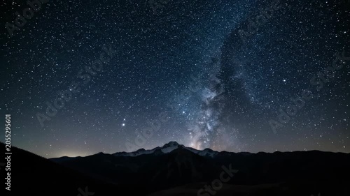 Milky Way over dark mountain ridgeline at night