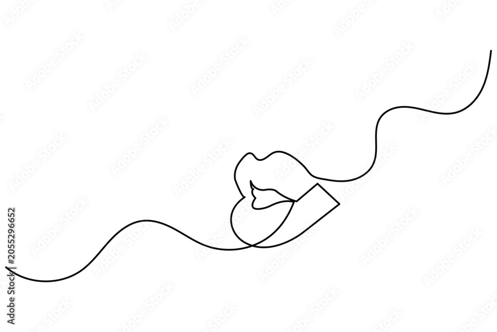 Obraz premium Lips continuous one line art drawing for minimalist beauty and makeup concept vector illustration