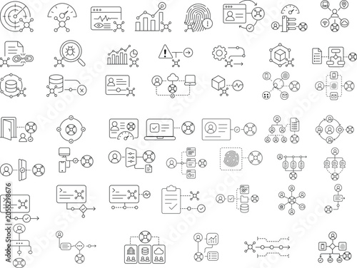 “Cybersecurity AI Security Icons Set | Zero Trust Network Outline Vector Pack for Modern UI”