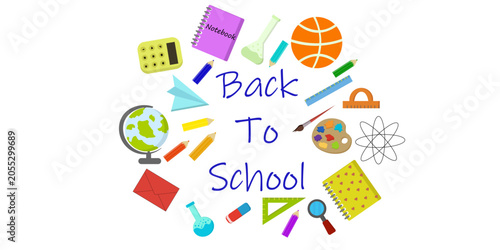 Back to School Banner with Educational Supplies and Learning Elements
