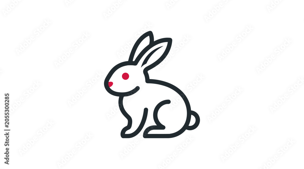 Obraz premium Cute cartoon white rabbit sitting.