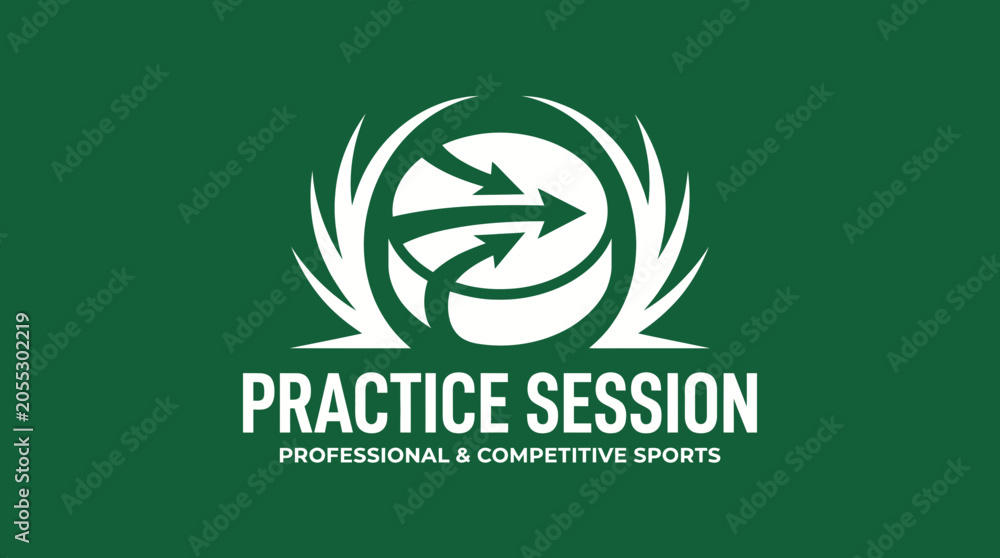 Fototapeta premium Abstract Logo Design: Practice Session Icon with Arrows on Green Background
