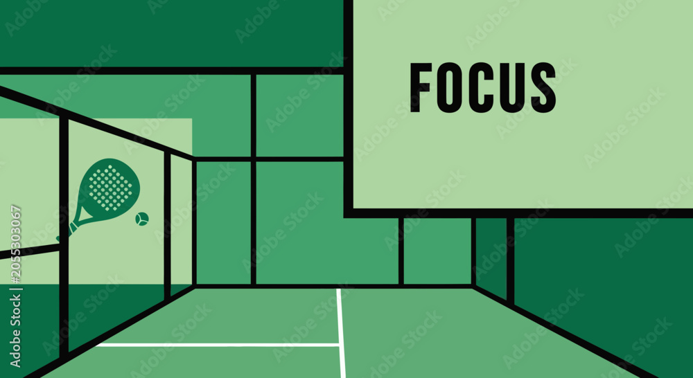 Obraz premium Abstract Illustration Of Padel Court And Racket With Focus Word In Stylish Design