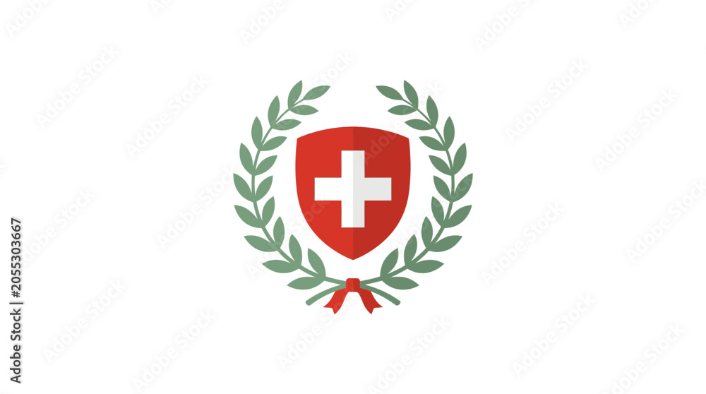 Obraz premium Swiss National Emblem with Laurel Wreath Icon