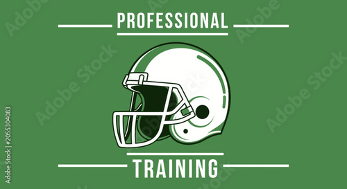 American Football Helmet Professional Training Visual Green Background Illustration