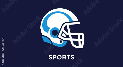 American Football Helmet Vector Graphic Isolated On Blue Background