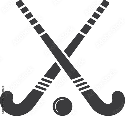 Crossed Field Hockey Sticks with Ball Sports Symbol