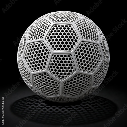 Black and white geometric pattern sphere with hole