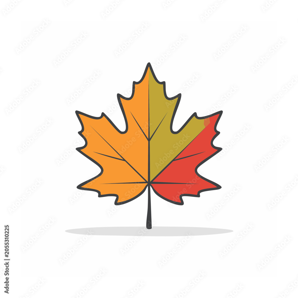 Obraz premium Stylized maple leaf in autumn colors on white background