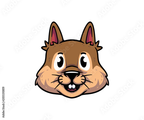 Cute cartoon squirrel head emot emoji icon