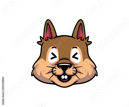 Cute cartoon squirrel head emot emoji icon