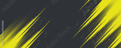 Abstract Yellow Brush Strokes on Dark Grey Background