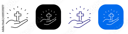 Photography Hand and cross concept representing blessing support and Christian prayer