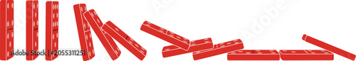Foto Domino chain reaction graphic featuring red domino tiles arranged diagonally as