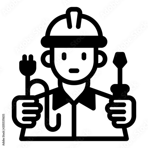 electrician glyph icon vector illustration isolated on white background