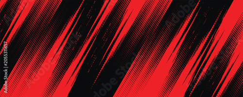 Halftone dots red and blue color pattern gradient grunge texture background. Dot pop art comic sport style vector illustration.