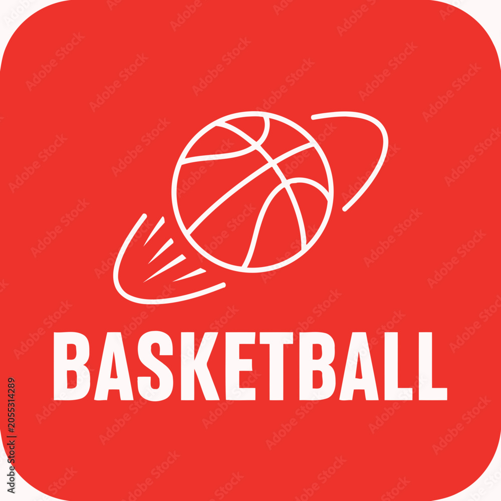 Fototapeta premium Dynamic Basketball Icon With Motion Blur Effect And Text