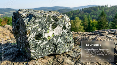 Teschenite Specimen Teschen Sill Silesia Poland Ultra Realistic Geological RAW Photograph Analcime Rock