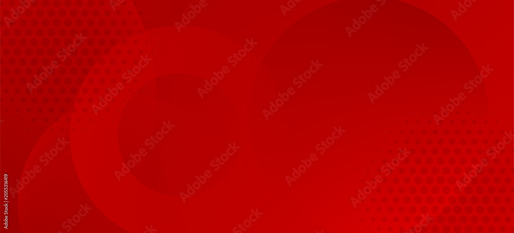 Obraz premium Abstract red background with circles. Dynamic shapes composition. Vector illustration