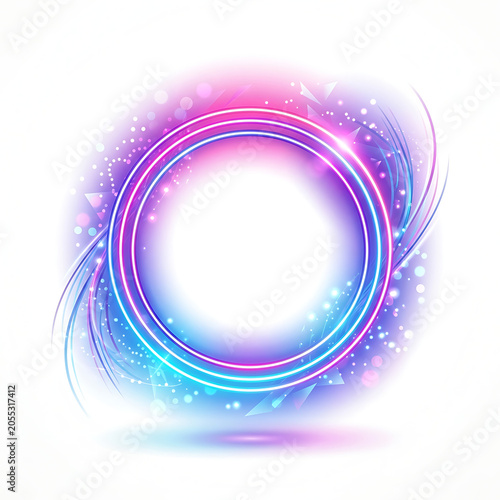 Abstract glowing circular design with vibrant light effects and swirling patterns.