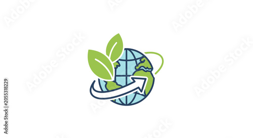 Earth with leaves and arrow.
