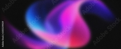 Abstract background with flowing layers of pink purple and blue light waves blending together with grainy texture for artistic desktop wallpaper design project.