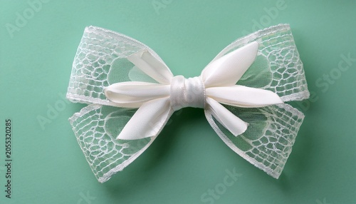 A Delicate White Lace Bow Placed On A Soft Mint Green Background