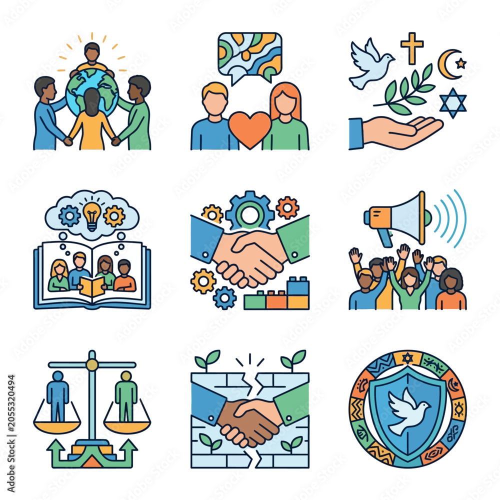 Fototapeta premium Diverse Religious and Social Icons.
