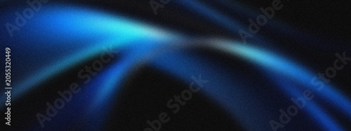 Dynamic blue light streaks flowing through dark space with grainy noise texture creating sense of motion and energy for high technology background applications.