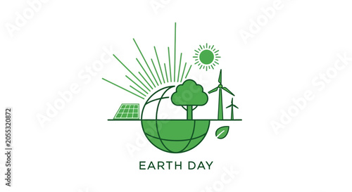 Earth Day green globe icon.