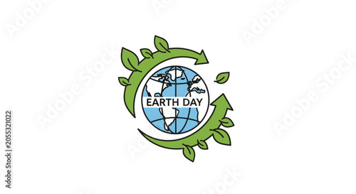 Earth Day logo with green arrows.