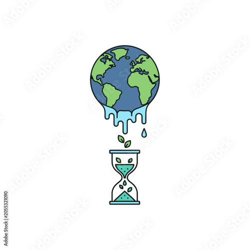 Earth dripping into hourglass.