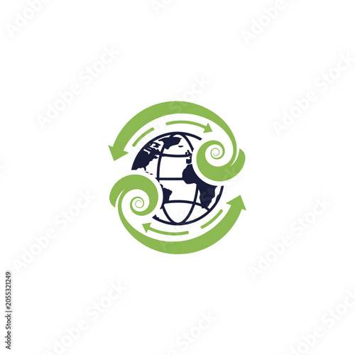 Earth Globe with Green Arrows.