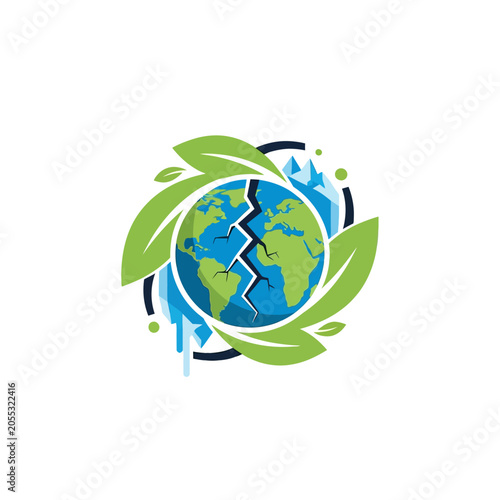 Earth with green leaves around it.