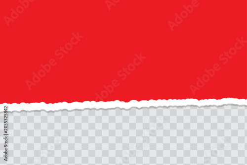 Torn paper edge with red and transparent background.