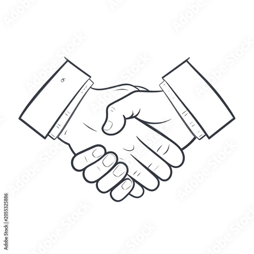Business Handshake Line Art Icon Symbolizing Partnership Agreement Business Handshake Line Art Icon Symbolizing Partnership Agreement