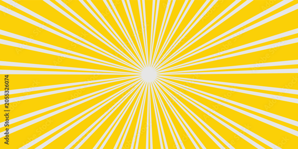 Fototapeta premium Yellow abstract background with light of sunburst. yellow starburst with halftone. sun ray retro background with flash